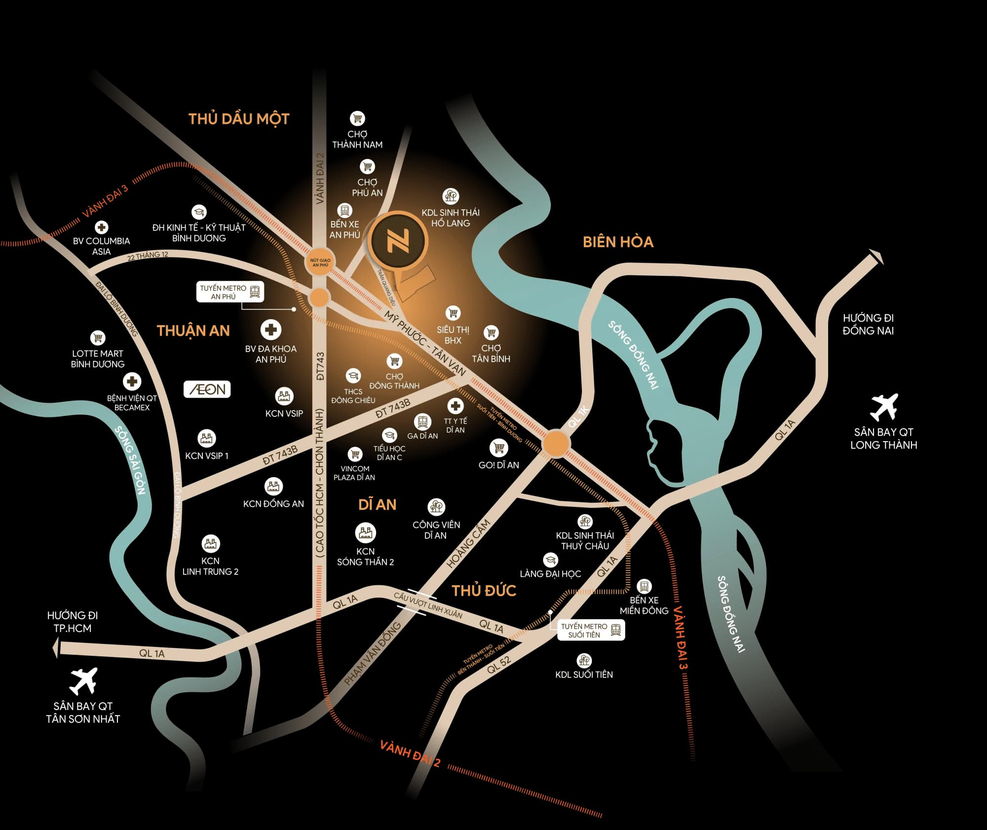 Vị trí dự án Fenica Dĩ An